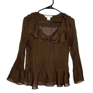 < Vintage Allison Taylor Brown Ruffled Blouse >